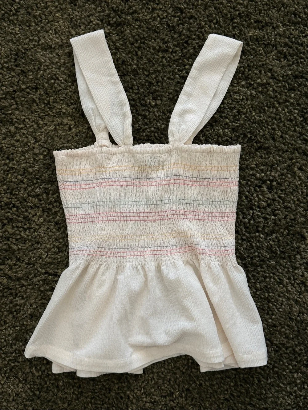 Madewell Texture & Thread Rainbow Smocked Peplum Tank Top Size Small - Picture 4 of 5